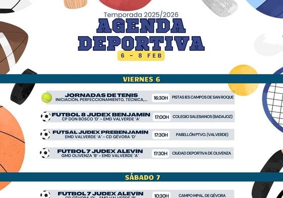 Agenda deportiva del fin de semana