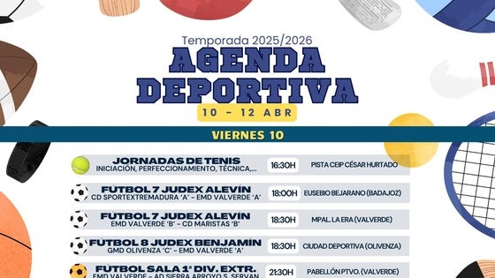 Agenda deportiva del fin de semana