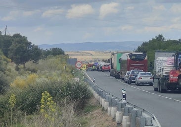 Caravana que originó el accidente en la carretera de Olivenza