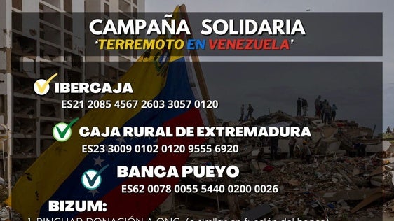En marcha una campaña solidaria para ayudar a los afectados por el terremoto de Venezuela