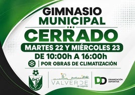 El gimnasio municipal cerrará las mañanas de este martes y miércoles
