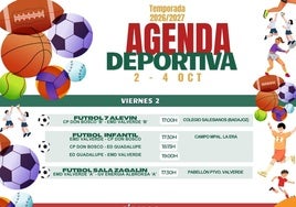 Agenda deportiva del fin de semana