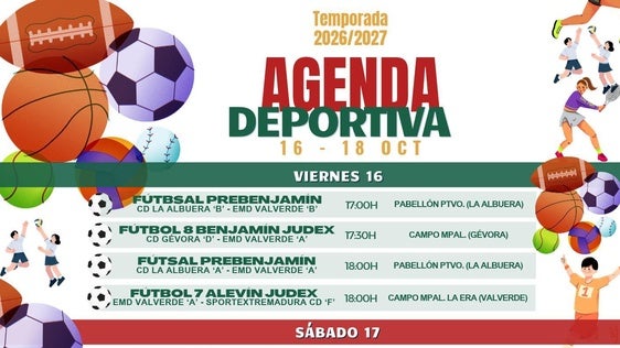 Agenda deportiva del fin de semana