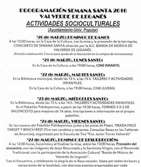 Publicado el programa sociocultural de Semana Santa