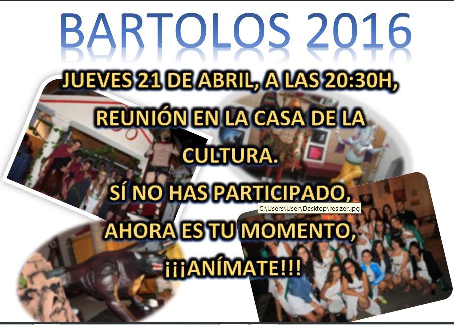 Este jueves, reunión para comenzar a organizar Los Bartolos
