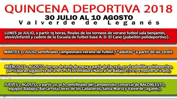 Del 30 de julio al 10 de agosto, una nueva edición de la quincena deportiva