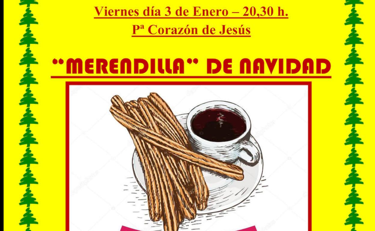 Merendilla de chocolate con churros para los socios del barrio de la Coronada