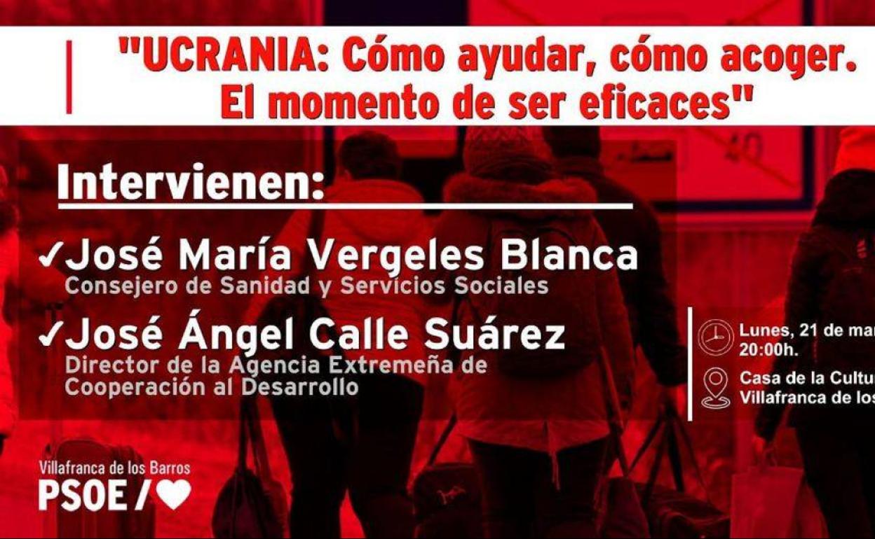 El PSOE de Villafranca organiza una charla abierta sobre las formas de ayudar al pueblo ucraniano