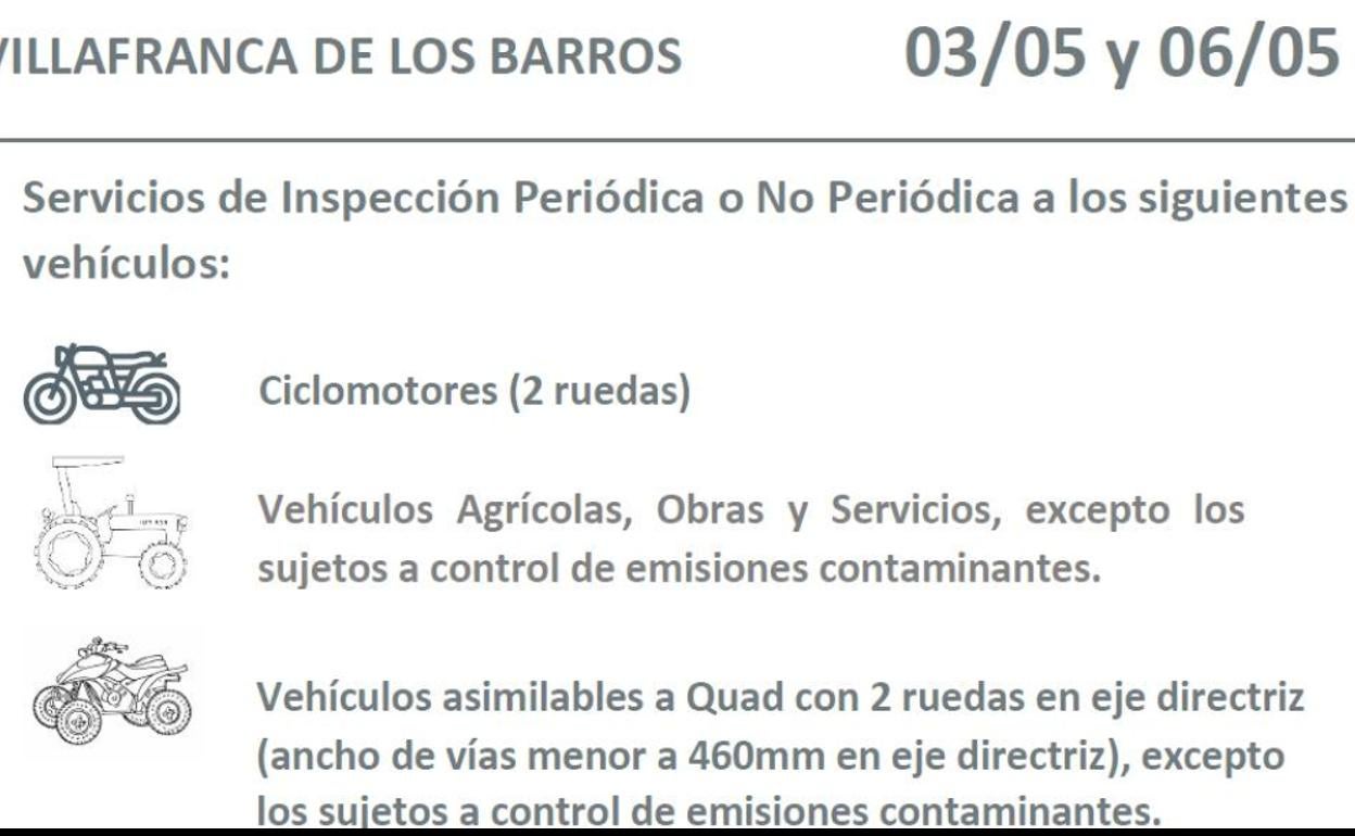 Una estación móvil de la ITV volverá a Villafranca este 6 de mayo