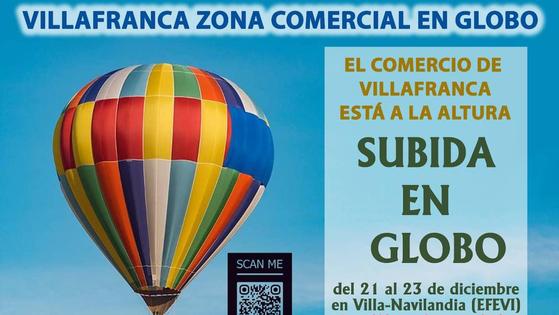'Villafranca zona comercial en globo' llega a la localidad los días 21, 22 y 23 de diciembre