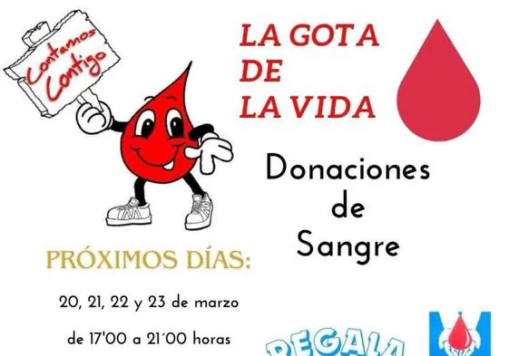 Nueva campaña de donaciones de sangre en el centro de salud los días 20, 21, 22, y 23 de marzo