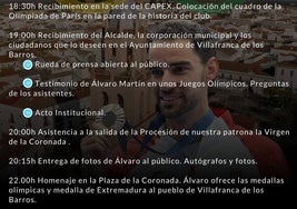 Homenaje en Villafranca al atleta del Capex, Álvaro Martín Uriol, doble medallista olímpico en París
