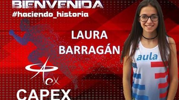 Cartel propagandístico de la nueva atleta del CAPEX, Laura Barragán, que se ha presentado hoy oficialmente en rueda de prensa. 