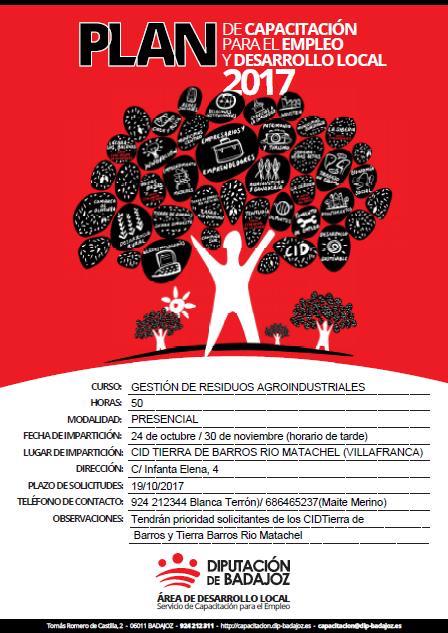 La Diputación de Badajoz pondráen marcha una acción formativa denominada “Gestión de Residuos Agroindustriales”