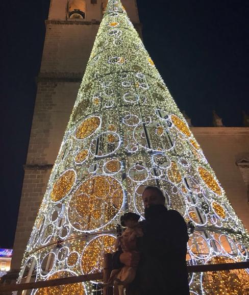 El árbol navideño iluminado de 20 metros de altura. 