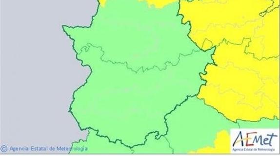 Mapa del AEMET, donde se aprecia el brusco descenso de las temperaturas en la región. 