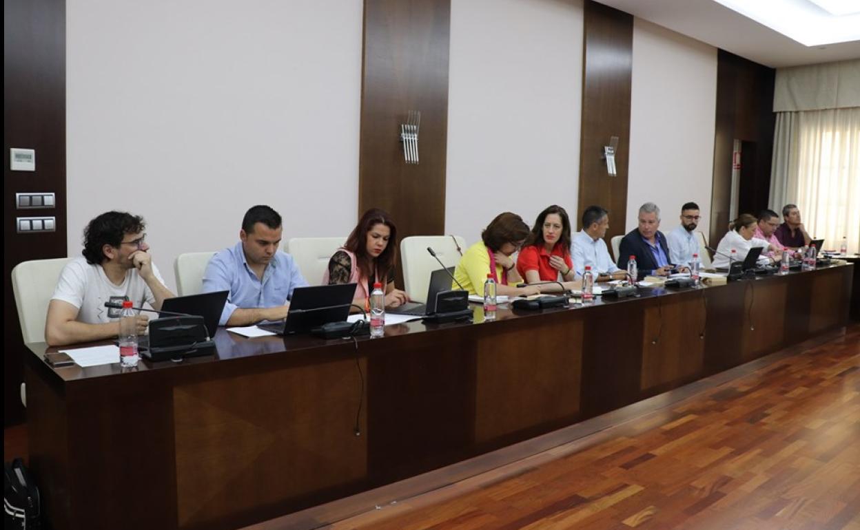 Eduardo Dosanjos, primero por la izquierda, fue el primero en ocupar la concejalía esta legislatura por Unidas IU Podemos. 
