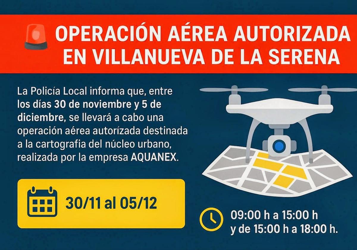 Operación aérea con drones a partir de mañana