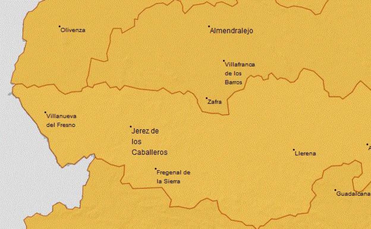 Mapa de la alerta naranaja de la AEMET, Agencia Estatal de Meteorología