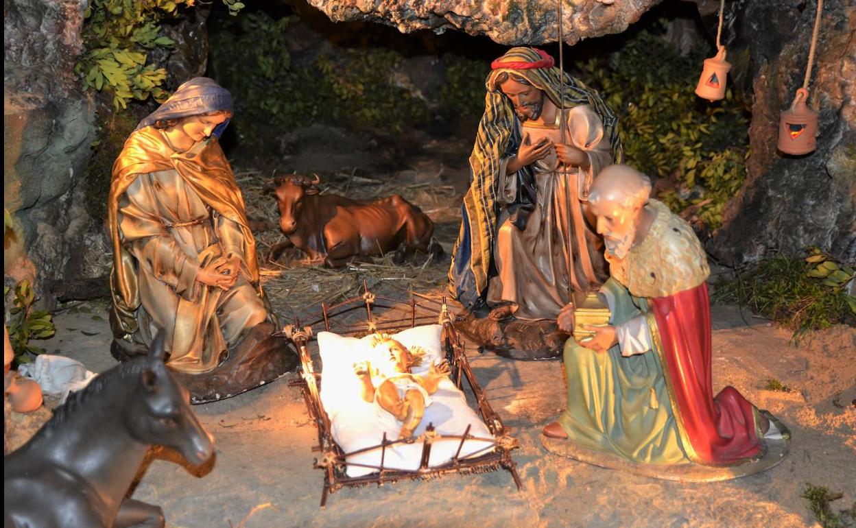 Detalle del nacimiento del Belén parroquial en este 2020. 
