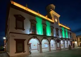 El Ayuntamiento se iluminó de verde en apoyo a los celiacos.