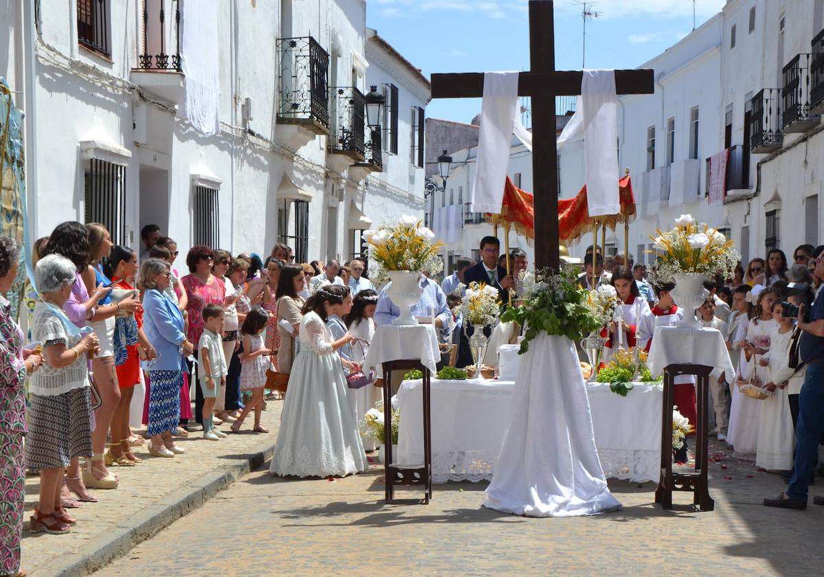 Parada de la procesión en uno de los altares del Corpus Christi.