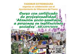 El Ayuntamiento oferta un curso de Atención Sociosanitaria a Personas Dependientes en Instituciones Sociales