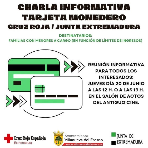El Salón de Actos acogerá una charla informativa sobre las ayudas de tarjetas monedero