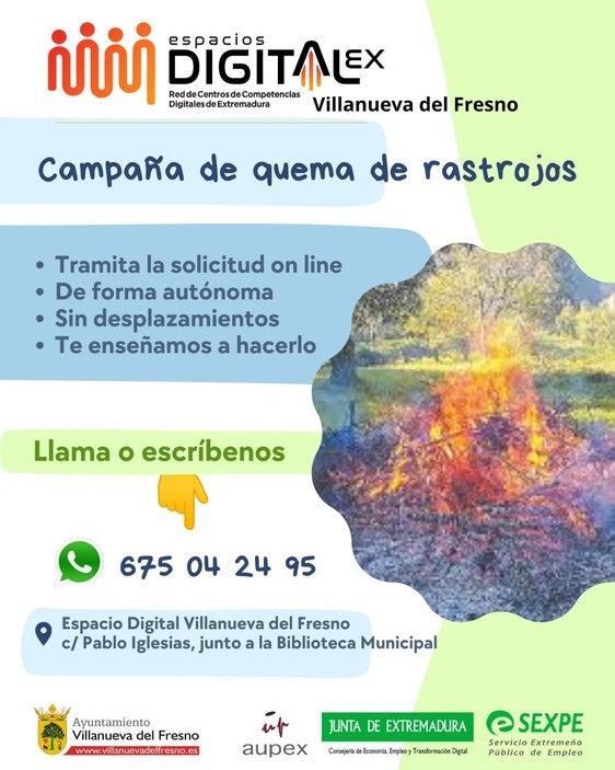 El NCC, Espacios Digitalex, enseña a tramitar el permiso de la quema de rastrojos