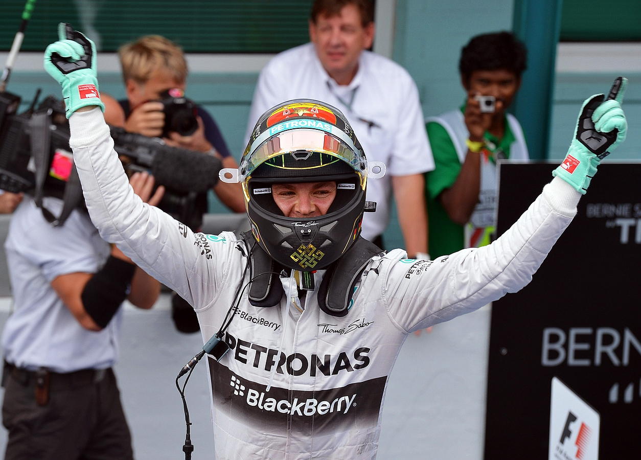 Nico Rosberg celebra la victoria en el Gran Premio del Hockenheim