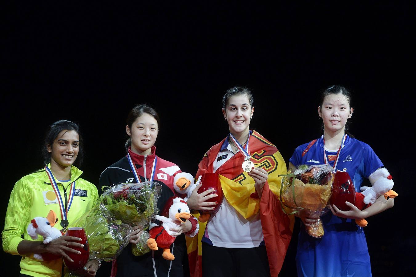 Domingo 31 de agosto. La española Carolina Marín gana ante la china Li Xuerui, número uno, la final femenina del Campeonato Mundial de Bádminton en Copenhague. Foto:  EFE/EPA/LISELOTTE SABROE