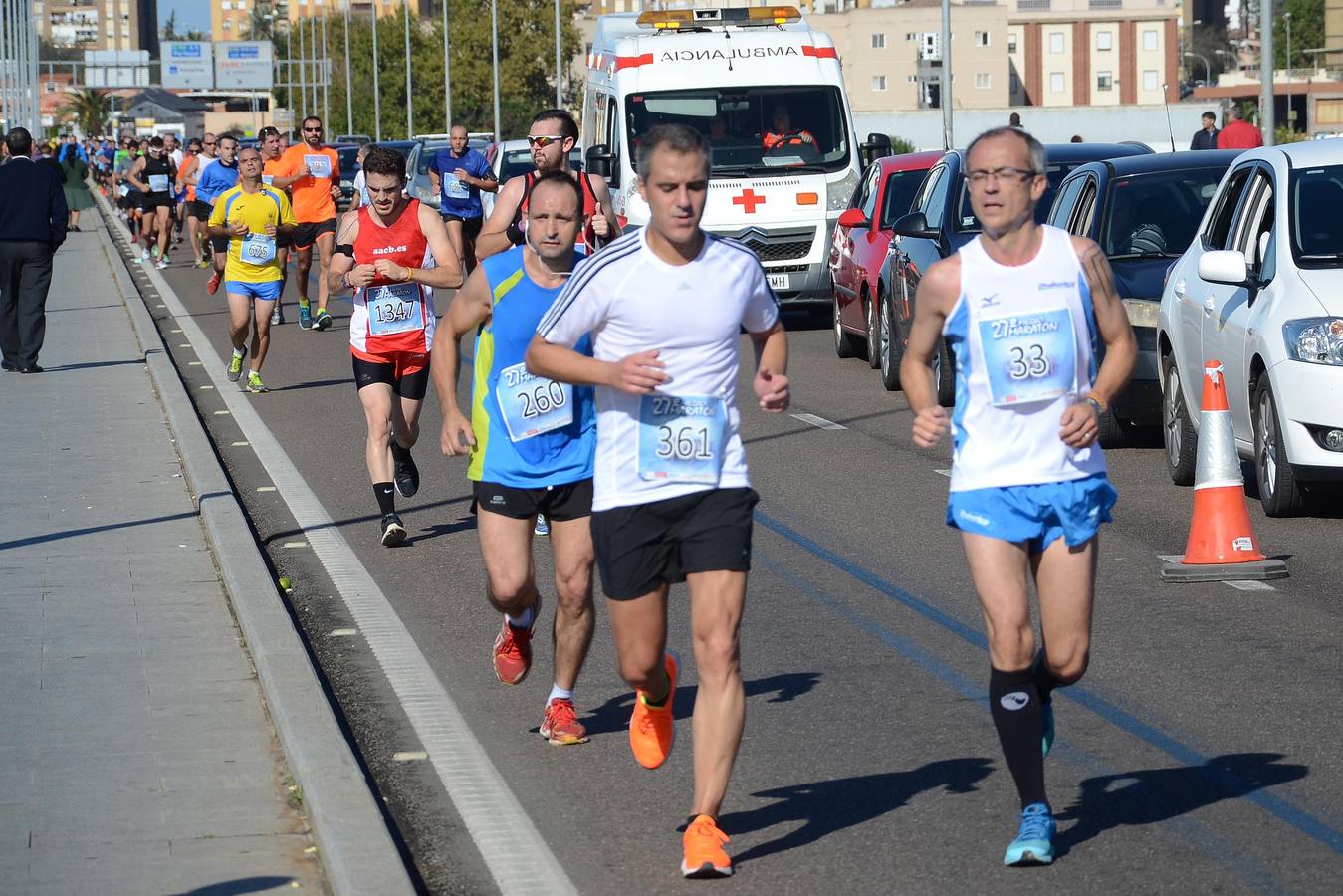 Durante el recorrido de la Media Maratón Elvas-Badajoz