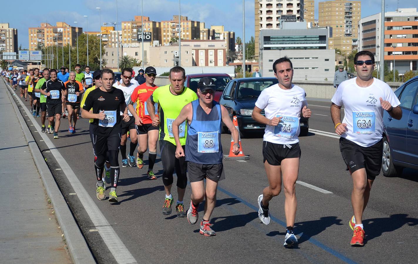 Durante el recorrido de la Media Maratón Elvas-Badajoz