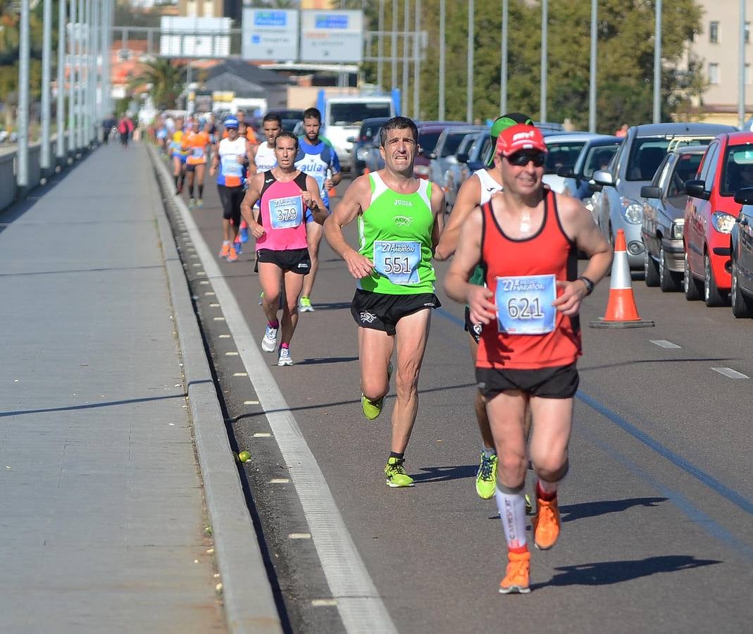 Durante el recorrido de la Media Maratón Elvas-Badajoz