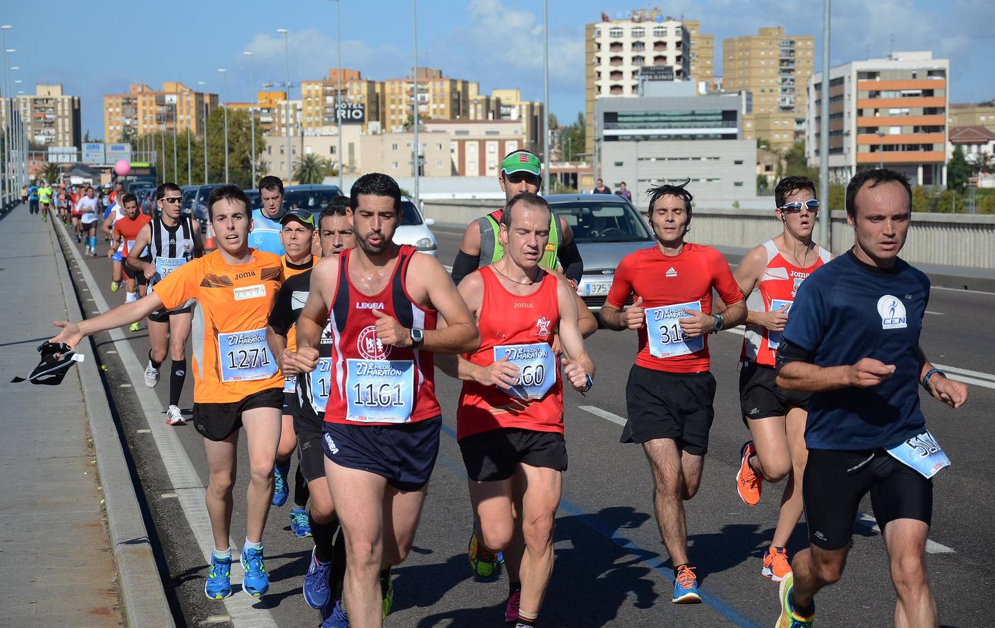 Durante el recorrido de la Media Maratón Elvas-Badajoz