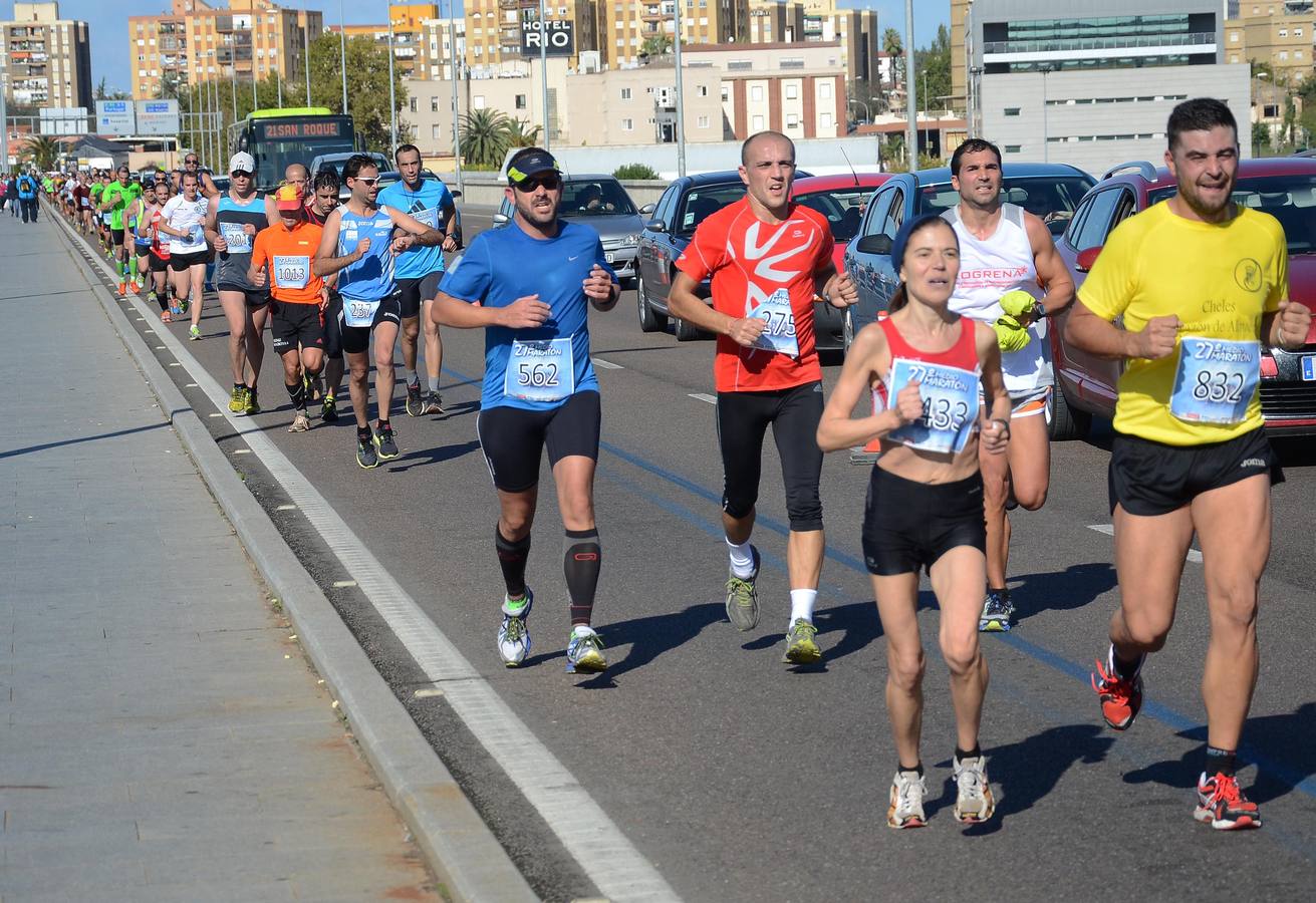 Durante el recorrido de la Media Maratón Elvas-Badajoz