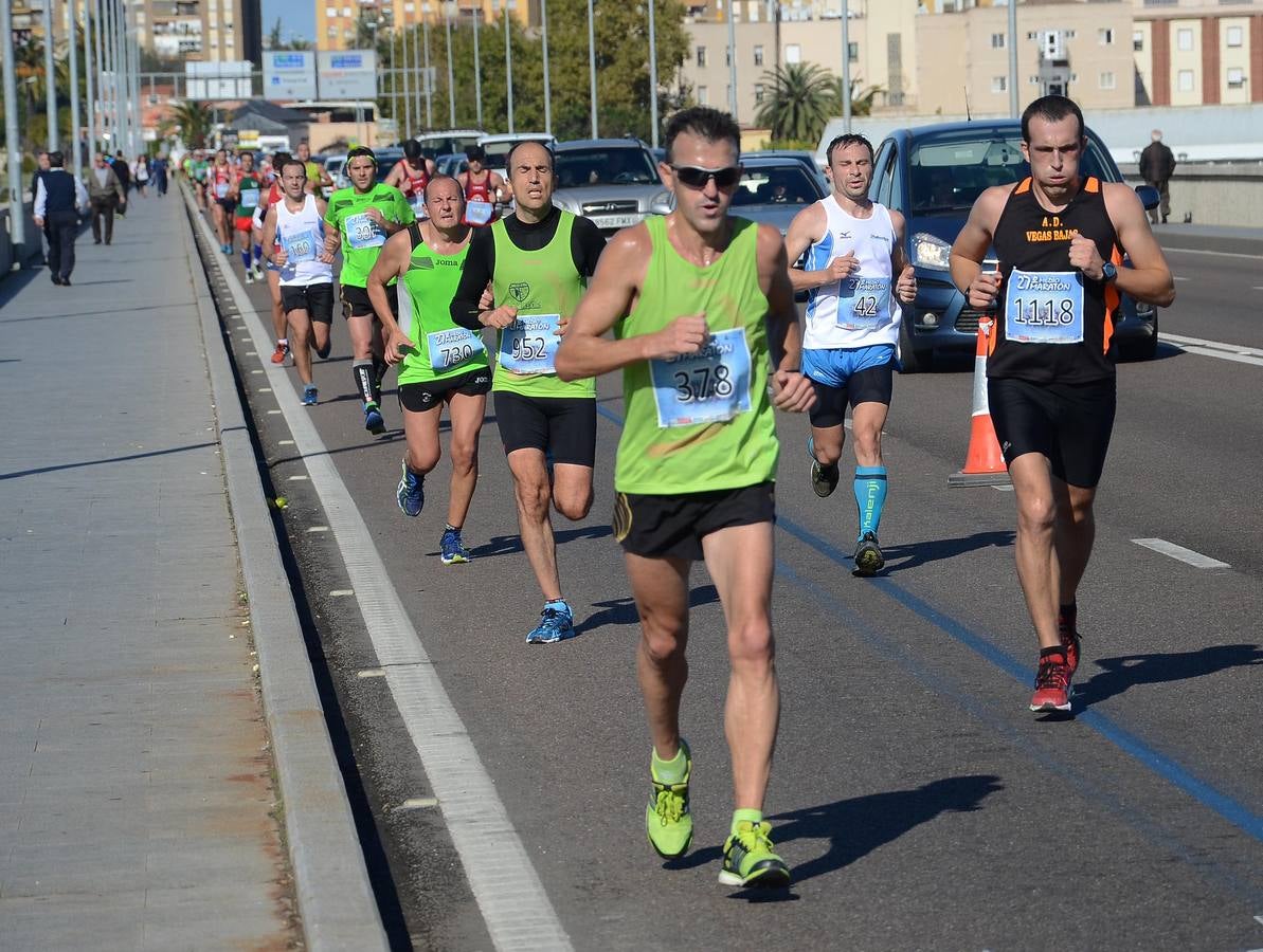 Durante el recorrido de la Media Maratón Elvas-Badajoz