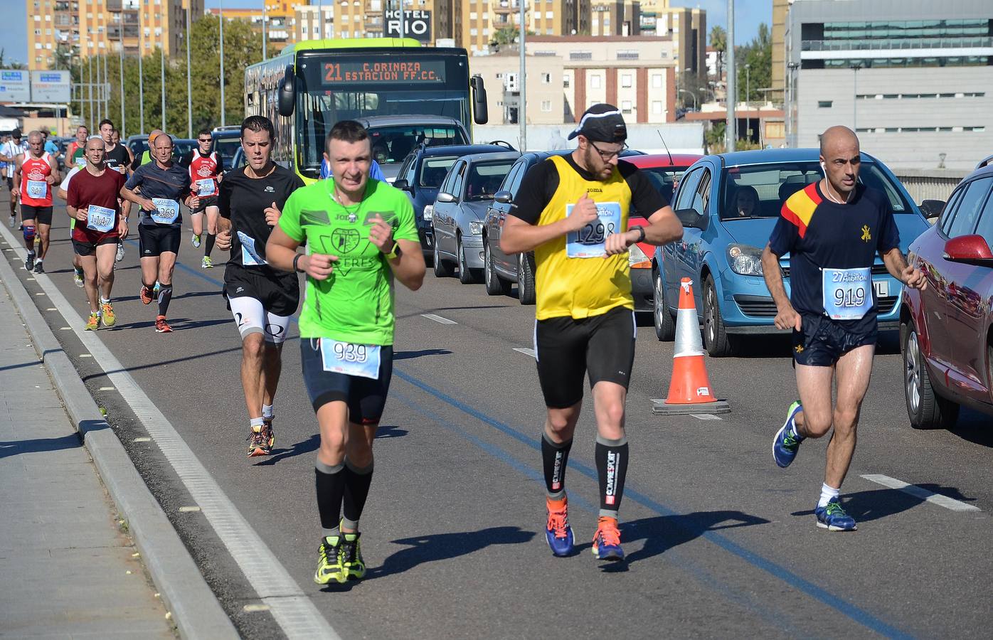Durante el recorrido de la Media Maratón Elvas-Badajoz