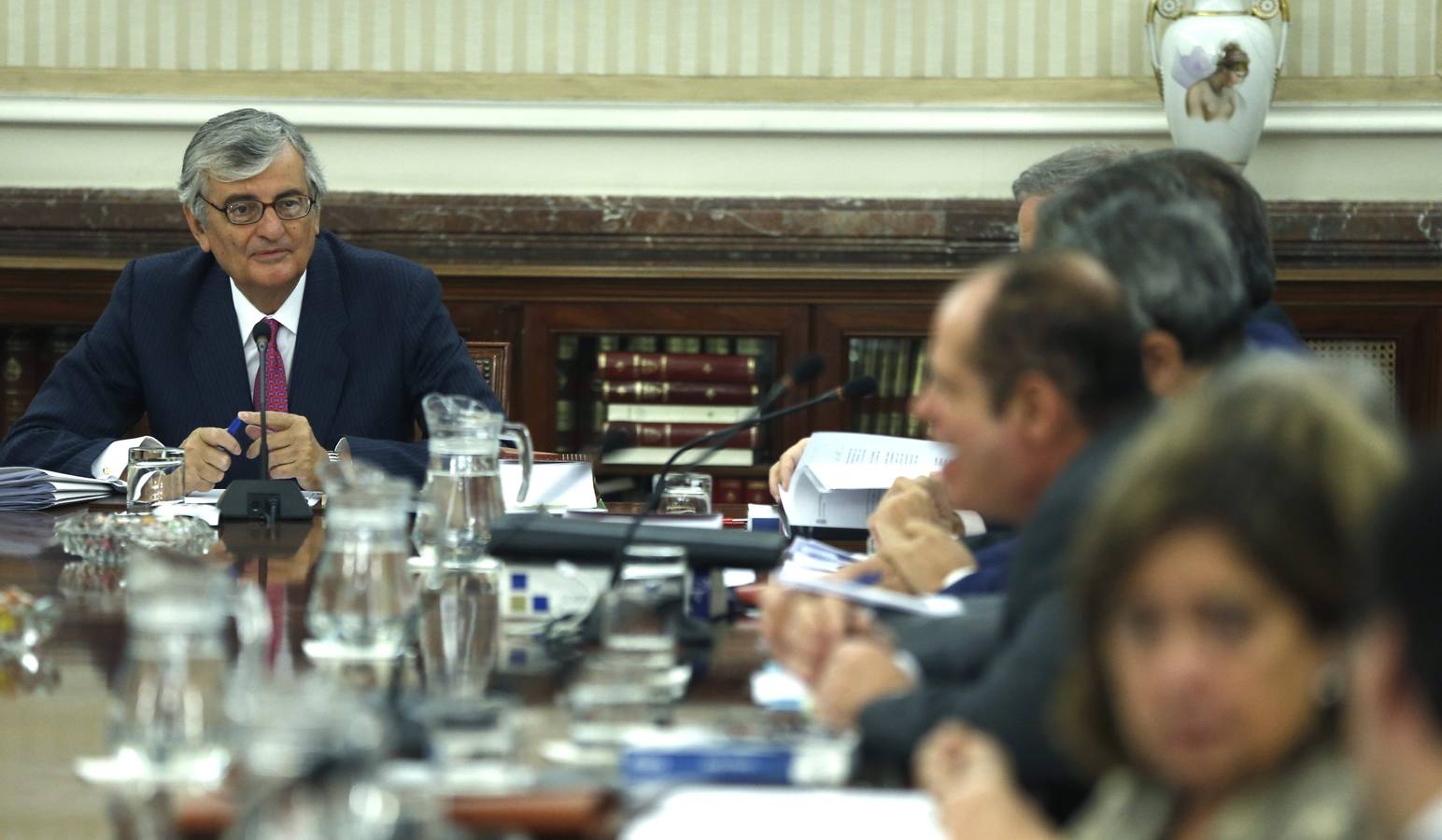 Miércoles, 19 de noviembre: Reunión de la Junta de Fiscales de Sala, que se celebró en la sede de la Fiscalía General del Estado, en la que el fiscal general del Estado, Eduardo Torres-Dulce, explicó su intención de presentar querella por el proceso soberanista alternativo catalán del 9N, después de que la Fiscalía de Cataluña se hubiera opuesto a hacerlo. Fotografía: EFE/Chema Moya