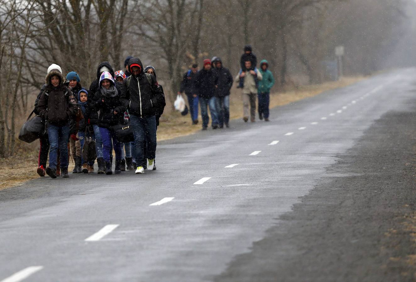 Grupo de ciudadanos de Kosovo después de cruzar ilegalmente la frontera entre Serbia Hungría, cerca del pueblo de Ásotthalom. Fotografía: REUTERS / Lazlo Balogh.