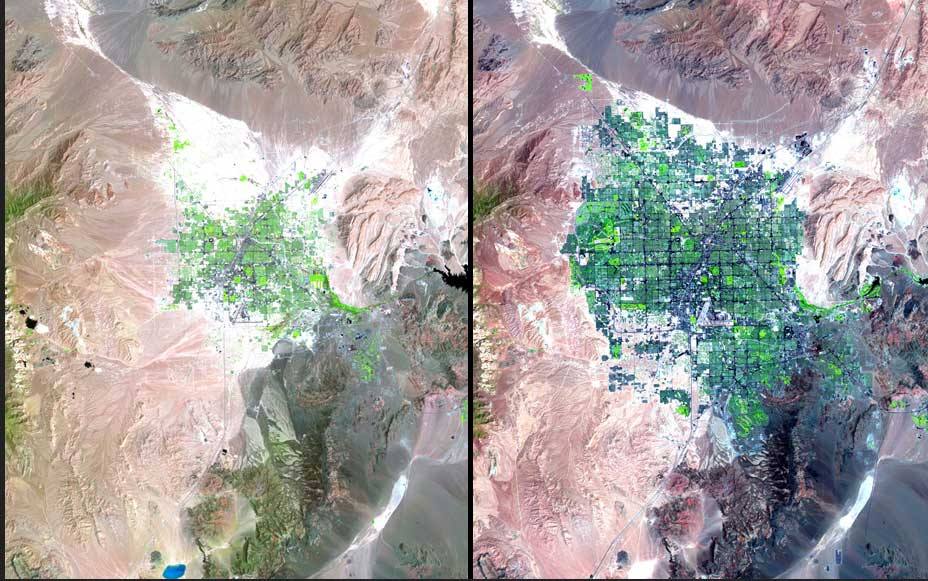 Crecimiento urbano en Nevada entre 1984 y 2007