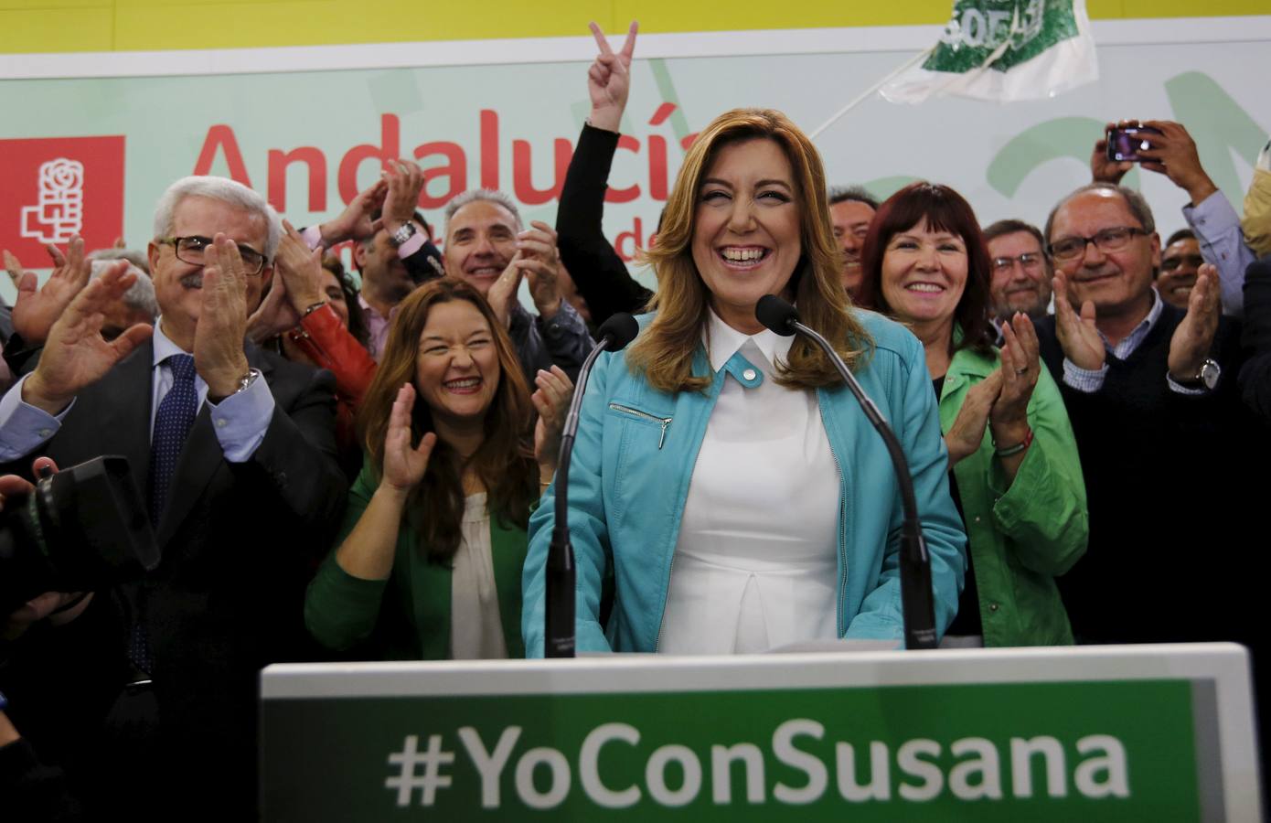 Domingo, 22 de marzo: La presidenta andaluza y candidata socialista a la presidencia de la Junta, Susana Díaz, gana las elecciones andaluzas consiguiendo 47 escaños. Fotografía: Agencias