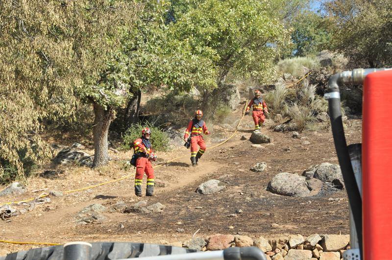 En la extinción  trabajan en la actualidad alrededor de 200 personas, 11 medios aéreos y 46 terrestres