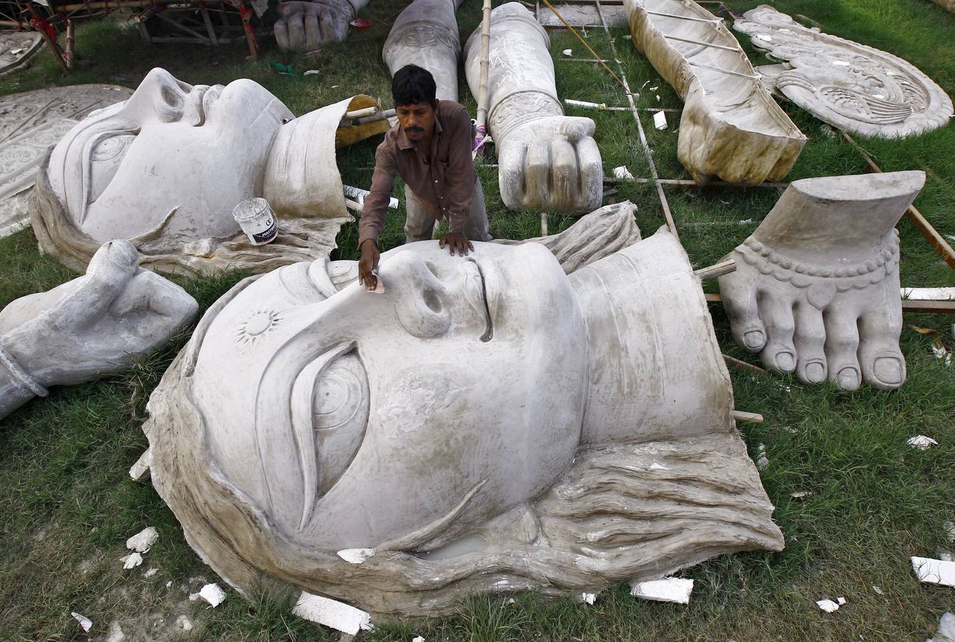 Preparativos para el festival a la diosa Durga