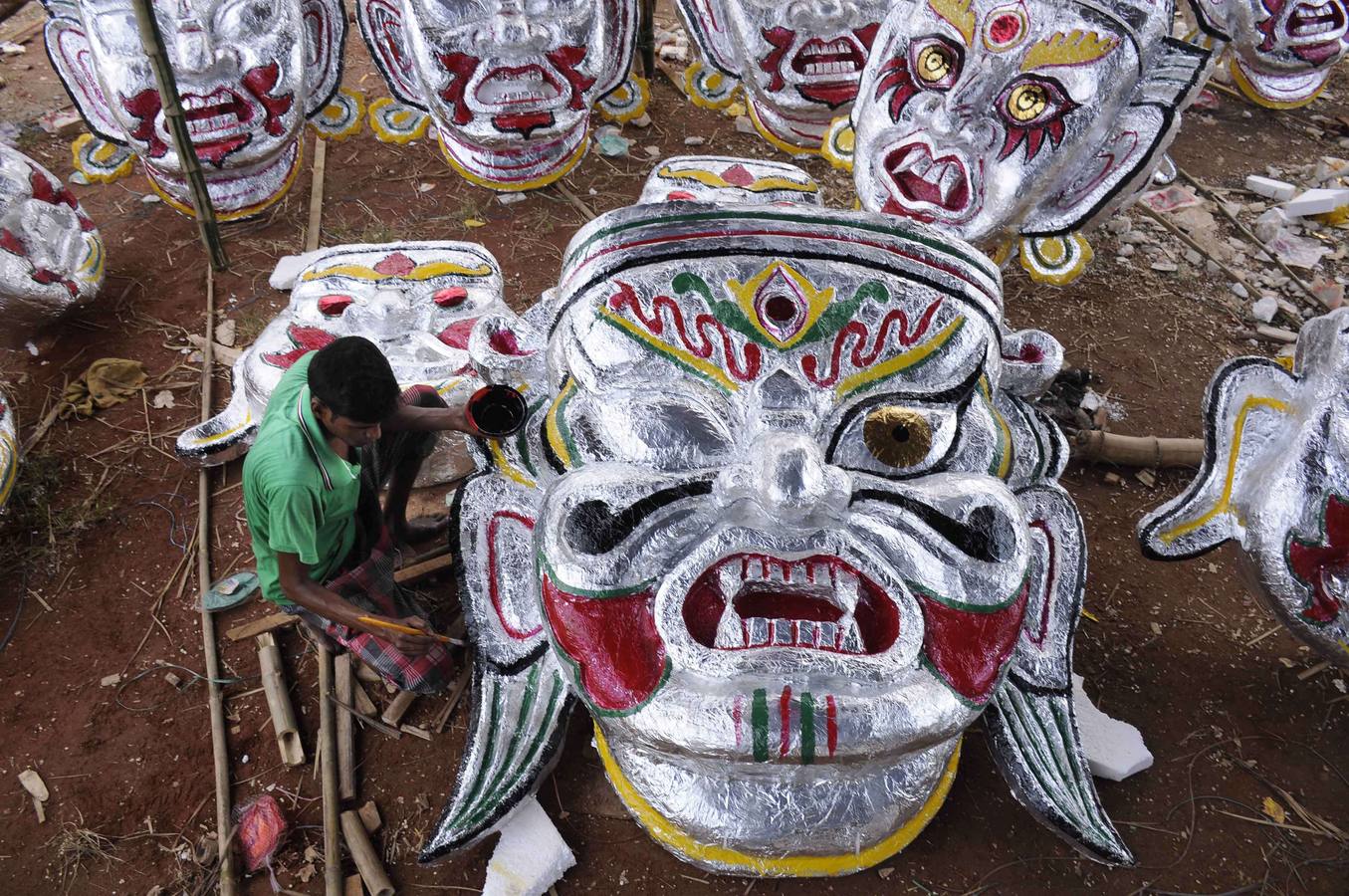 Preparativos para el festival a la diosa Durga