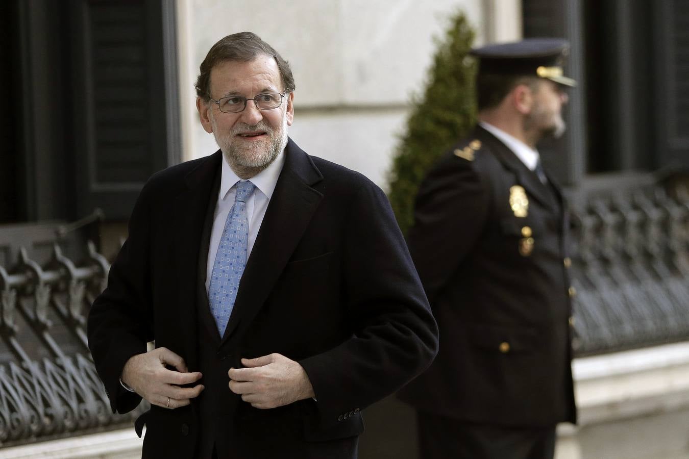 El presidente del Gobierno en funciones, Mariano Rajoy, a su llegada hoy al Congreso.
