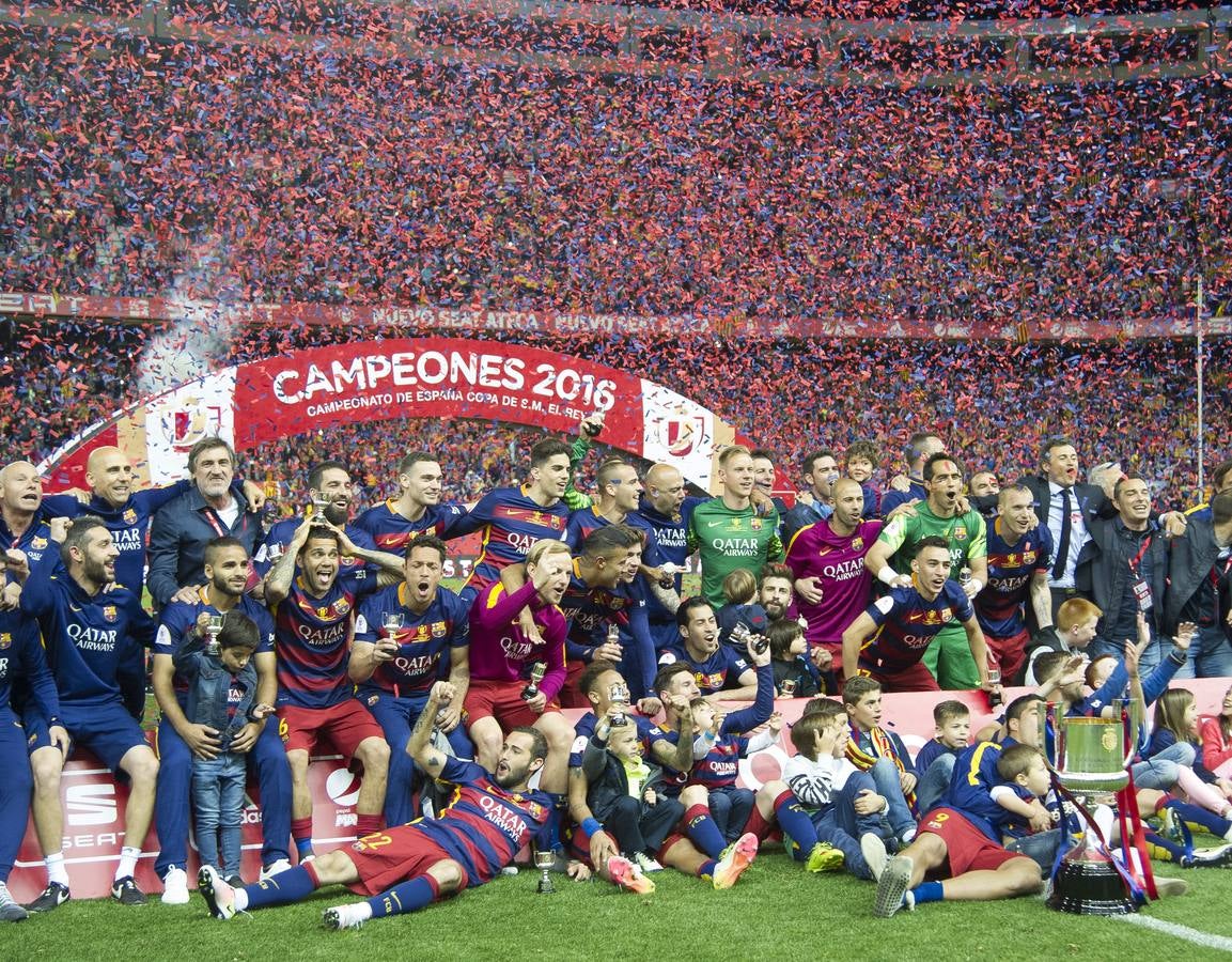 Domingo, 22 de mayo: El FC Barcelona se proclamó campeón de la Copa del Rey. Venció al Sevilla FC por dos tantos a cero. Fotografía: Agencias