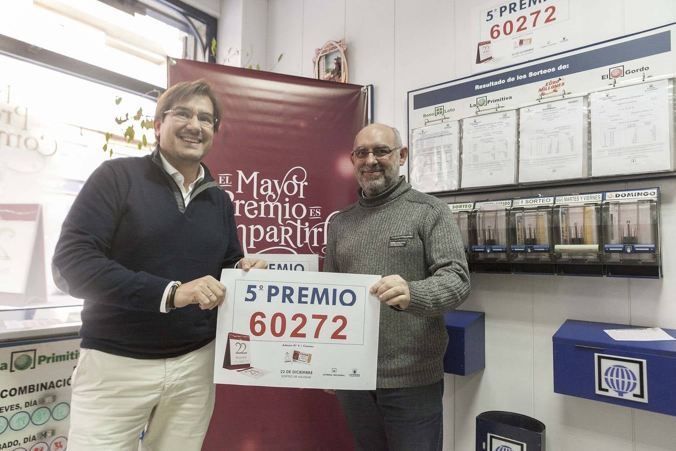 Jueves, 22 de diciembre: La Lotería de Navidad repartió por Extremadura varios premios destacando un segundo premio en Almendralejo.Fotografías: Agencias