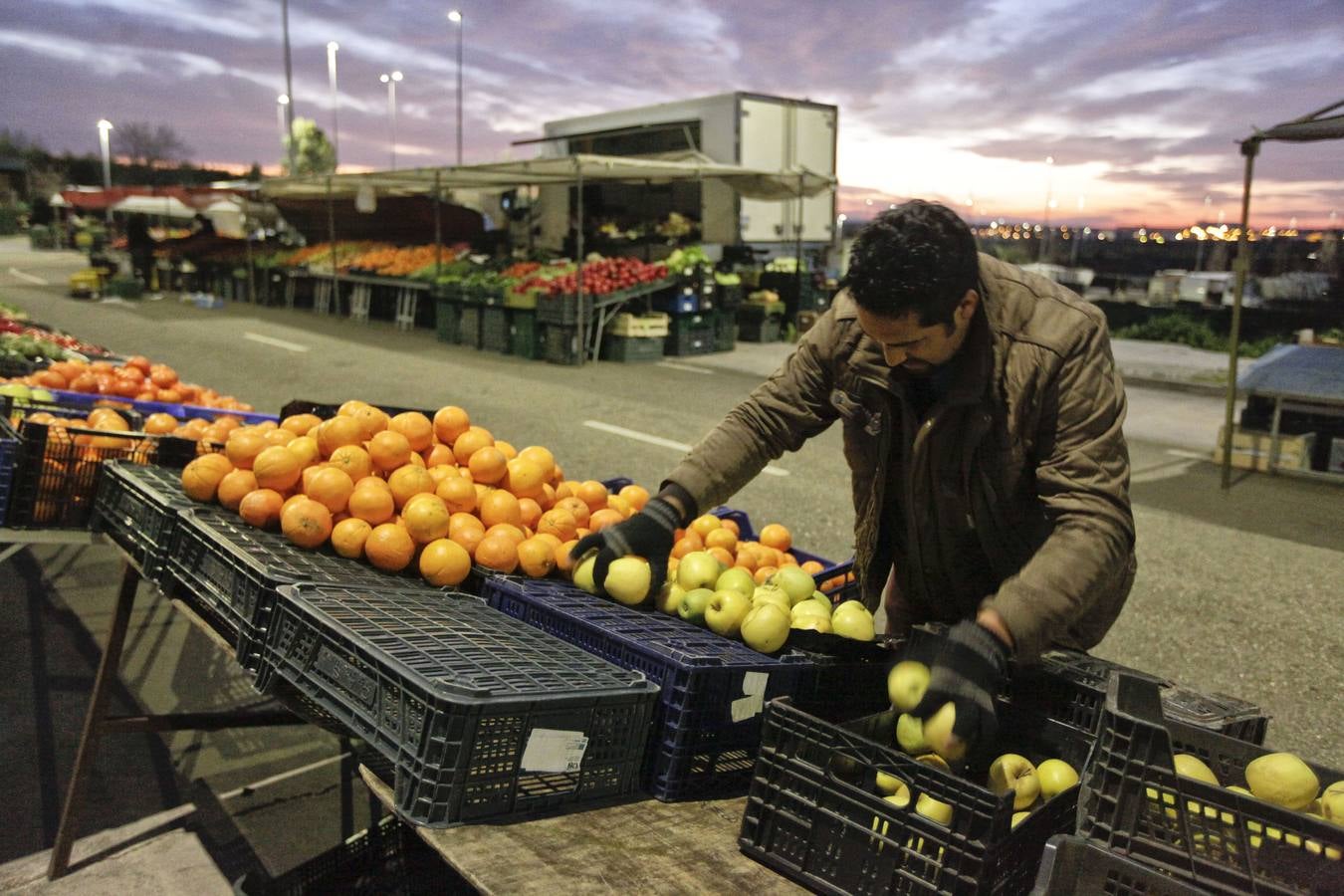 Amanecer en el mercado franco