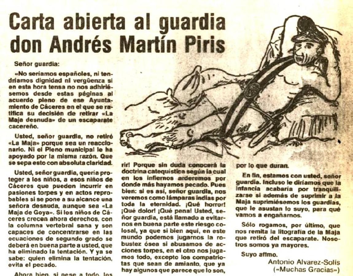 Carta de Álvarez-Solis al cabo Piris en la revista 'Muchas gracias'